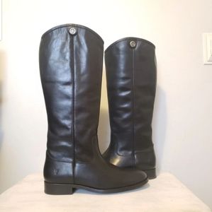 Frye 7.5 melissa button tall black leather boots